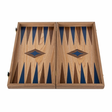 Plateau de Backgammon en chêne et noyer ouvert, design élégant