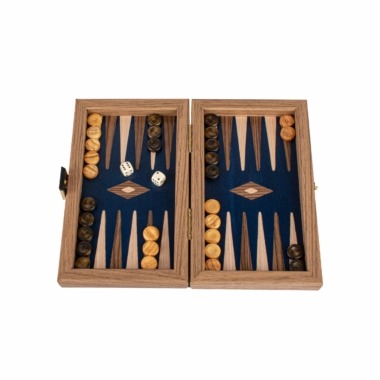 Jeu de backgammon en noyer américain avec marqueterie vue de dessus - Le Palais Des Echecs