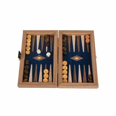 Jeu de backgammon en noyer américain avec marqueterie vue de dessus - Le Palais Des Echecs