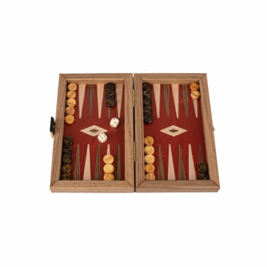 Ensemble Backgammon en noyer avec marqueterie artisanale vue de dessus - Le Palais Des Echecs