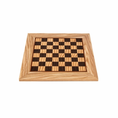 Plateau d'Échecs Bois d'Olivier et Wengé 33x33cm vu de dessus - Le Palais Des Echecs