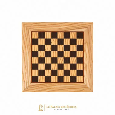 Plateau d'Échecs en bois d'olivier et wengé, vue de face, design élégant - Le Palais Des Echecs