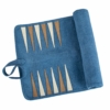 Plateau de backgammon enroulable en cuir daim bleu déplié - Le Palais Des Echecs