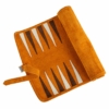 Backgammon enroulable en daim marron ouvert, design élégant et raffinément détaillé - Le Palais Des Echecs