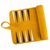Tapis de backgammon en daim jaune ouvert avec pions - Le Palais Des Echecs