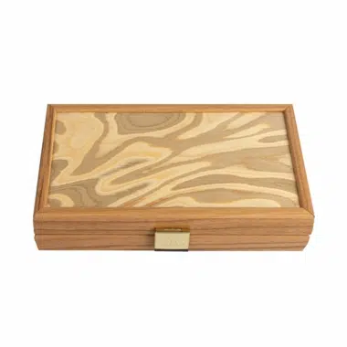 Alternative view of Petit Backgammon Liège Naturel Design Cubique - Pions Bois