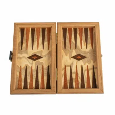 Petit Backgammon Liège Naturel Design Cubique - Pions Bois – Image 4