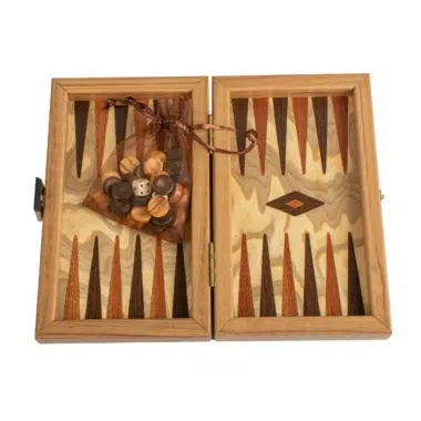 Petit Backgammon Liège Naturel Design Cubique - Pions Bois – Image 3