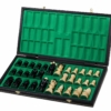 Coffret Échecs Ambassador Noir Luxe ouvert avec pièces élégantes - Le Palais Des Echecs