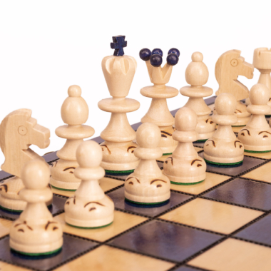 Pièces d'échecs raffinées en bois au style luxueux - Jeu d'Échecs Luxe Pearl Insert Bleu - Le Palais Des Echecs