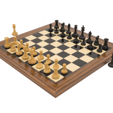 Jeu d'Échecs Sovereign Palissandre Staunton en position finale, pièces blanches dominantes - Le Palais Des Echecs