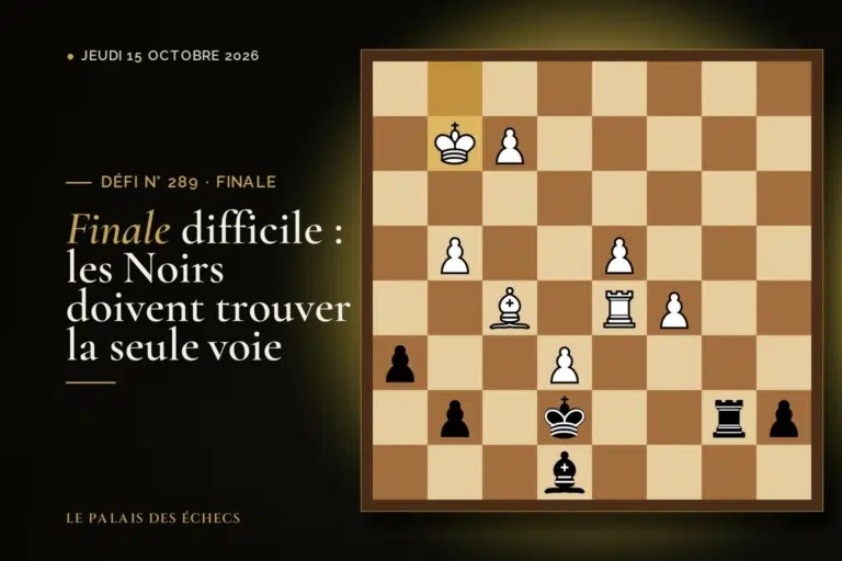 Position du défi d’échecs n° 289 : Les Noirs jouent et gagnent