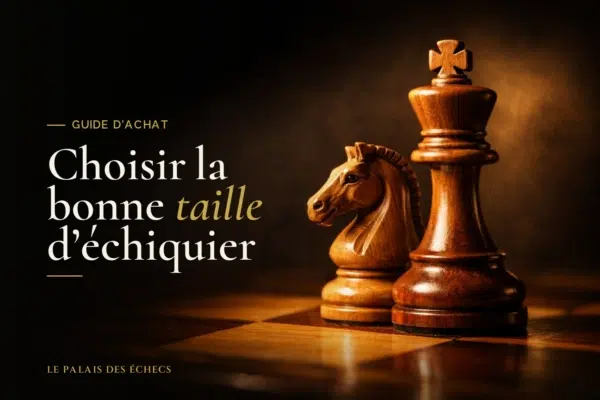 Gros plan sur un roi et un cavalier en bois posés sur les cases d'un échiquier